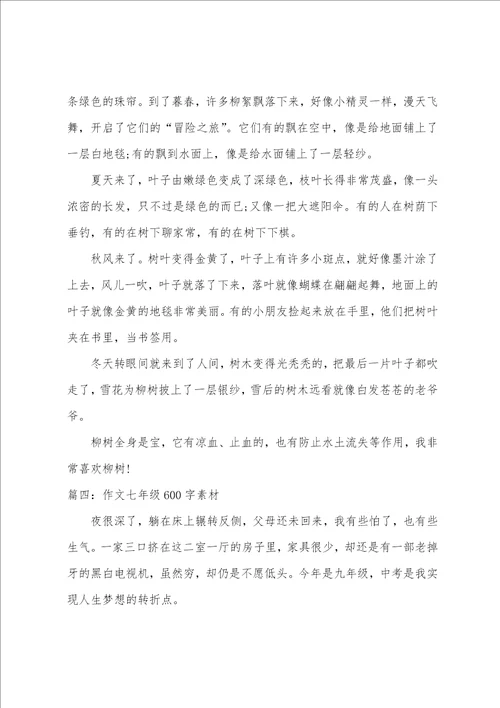 作文七年级600字素材精选5篇