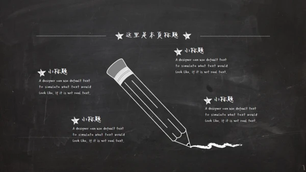 黑板风粉笔字毕业答辩通用PPT模板