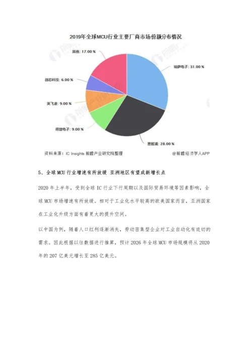 全球MCU行业市场规模、企业市场份额及发展前景分析-亚洲地区提升空间巨大.docx