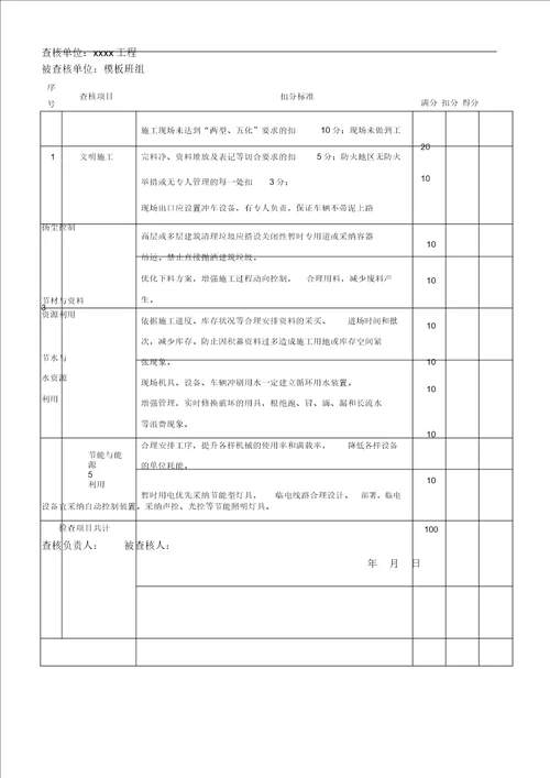 绿色施工考核记录文稿