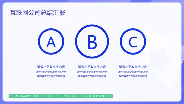 蓝色简约风互联网公司汇报PPT模板