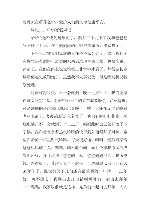 寒假周记高中