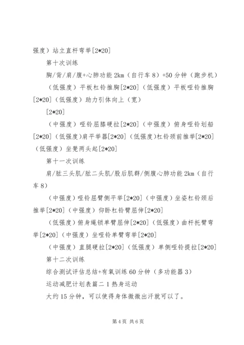 运动减肥计划表月瘦20斤.docx