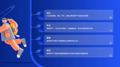 科技风蓝色并列关系4项PPT