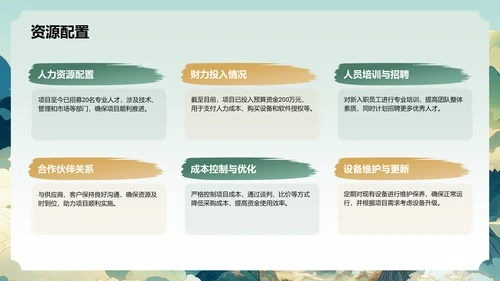 绿色国潮风项目进展报告PPT模板