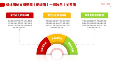 红色简约风3项并列关系图PPT