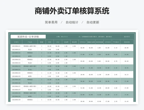 商铺外卖订单核算系统