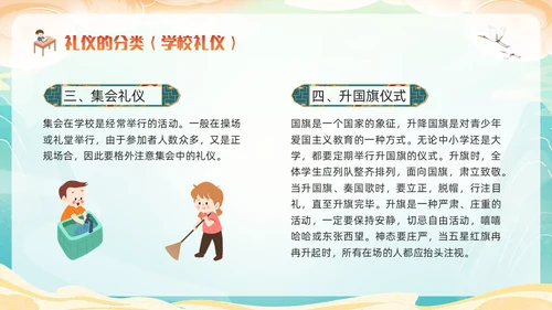 橙色国潮小学生文明礼仪PPT模板宣传PPT动态PPT