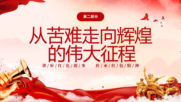 红色简约党建党课讲好红色故事传承红色精神红色革命故事学习PP