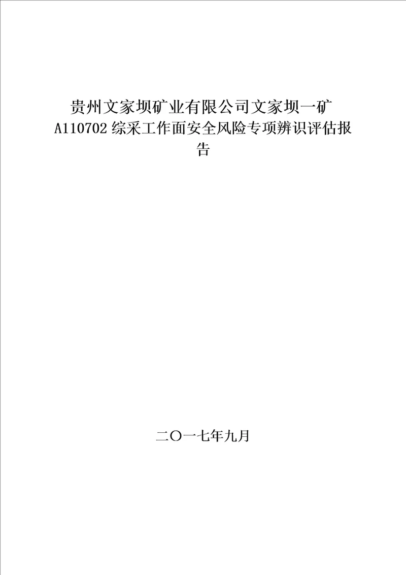 A110702综采工作面安全风险专项辨识评估报告