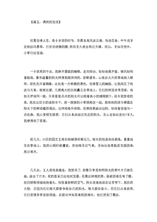 [发现中考满分作文]偶然的发现满分作文八篇