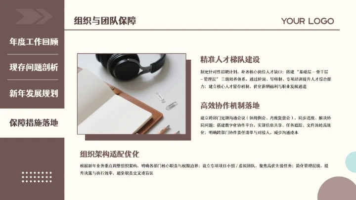 棕色扁平简约年终总结通用PPT模板