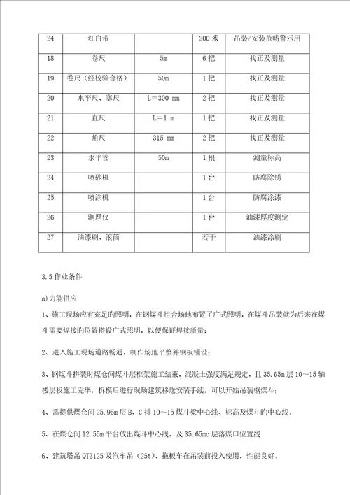 钢煤斗制作安装综合施工专题方案