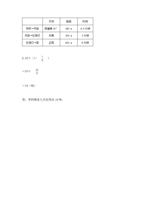 人教版六年级上册数学 期中测试卷完整参考答案.docx