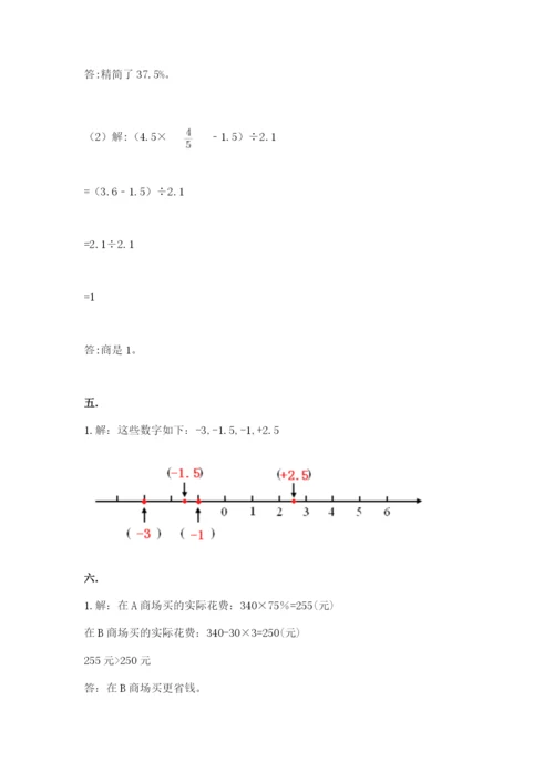 小学六年级下册数学摸底考试题（综合题）.docx