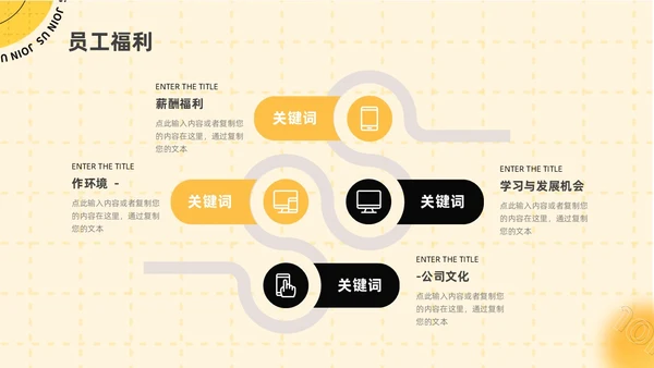 黄色黑色弥散风企业招聘ppt模板