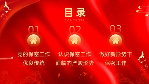 红色烫金大气剪影机关单位保密培训课件动态PPT