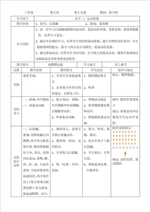 后滚翻单元教学计划