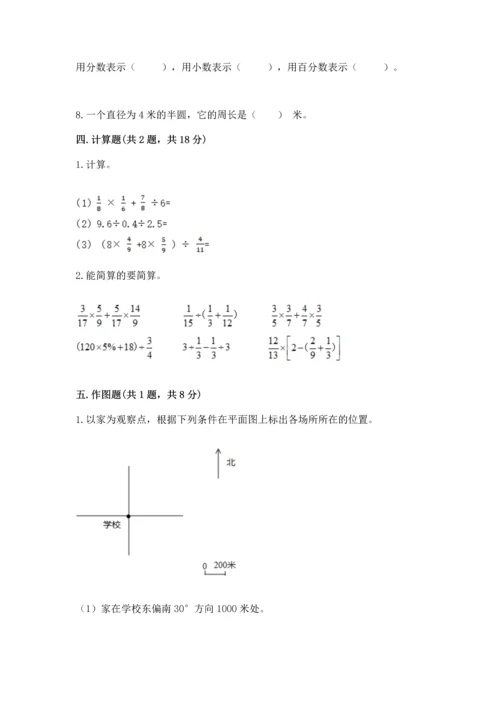 人教版小学六年级上册数学期末测试卷【考点提分】.docx