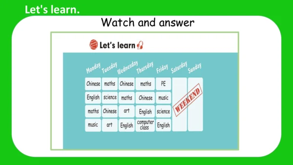 Unit 2 My week Part A Let's learn课件 （共45张PPT）