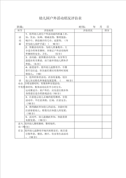 幼儿园户外活动环节安全操作规程