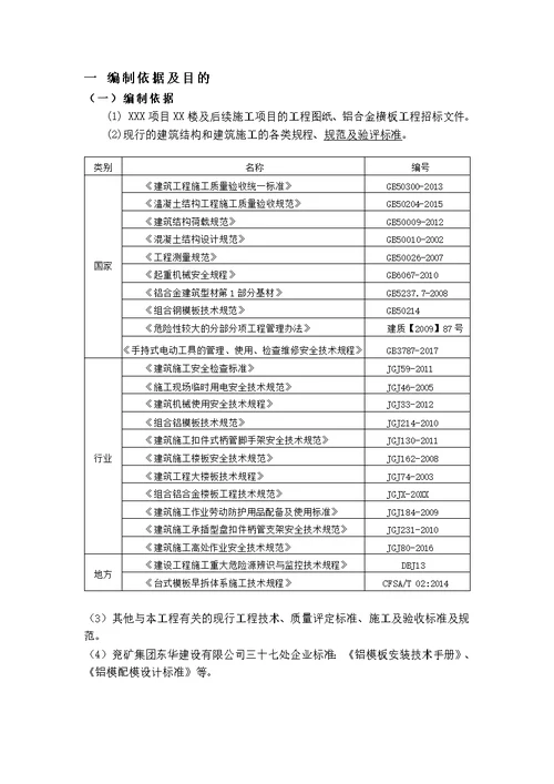 铝合金模板工程专项施工方案铝模工程部