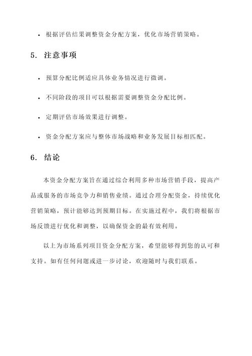 市场系列项目资金分配方案