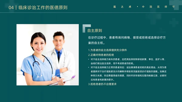 墨绿简约实拍医护医生职业道德培训动态PPT