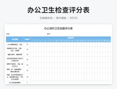 办公场所卫生检查评分表