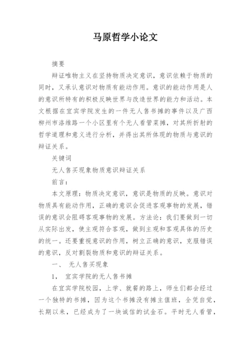 马原哲学小论文.docx