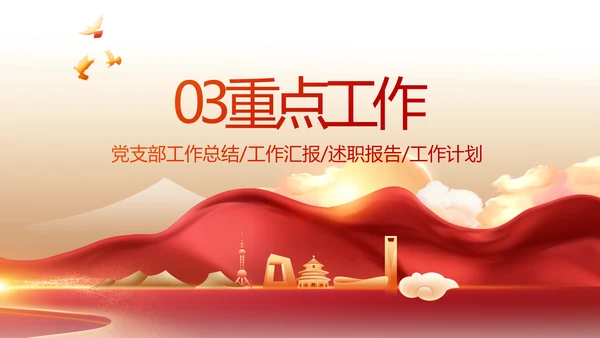 红色乡镇基层党建年终工作汇报PPT