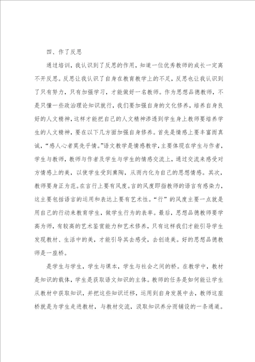 教师培训个人工作总结