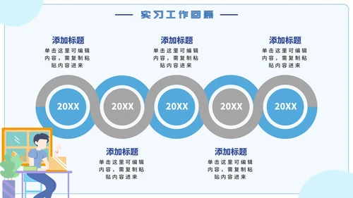 蓝色卡通实习期转正述职报告PPT模板
