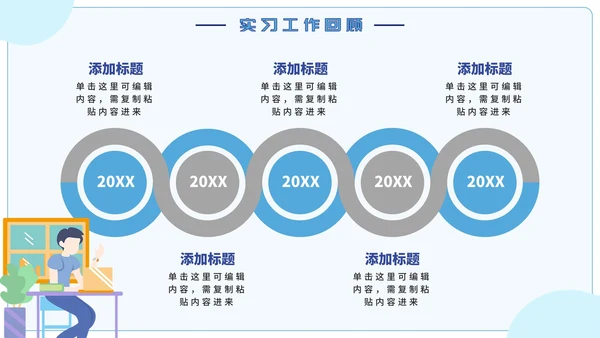 蓝色卡通实习期转正述职报告PPT模板