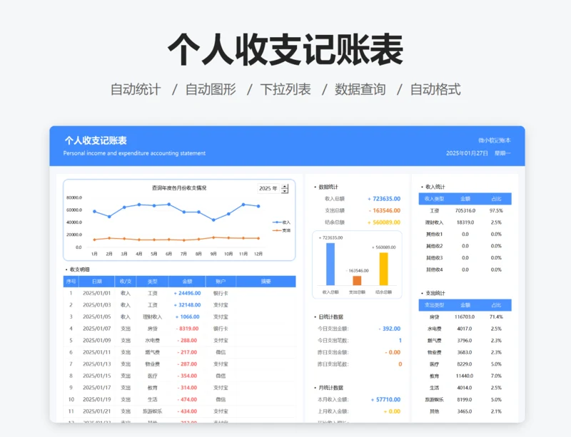 个人收支记账表