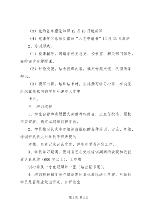 某中学业余党校培训计划.docx
