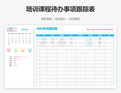 培训课程待办事项跟踪表