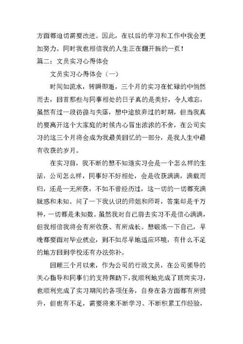 文员实习月总结