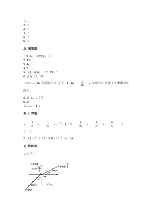 2022六年级上册数学《期末测试卷》及参考答案【预热题】.docx