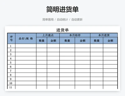 简明进货单