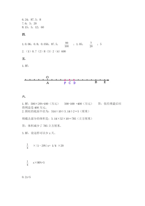 小学六年级数学摸底考试题及完整答案【历年真题】.docx