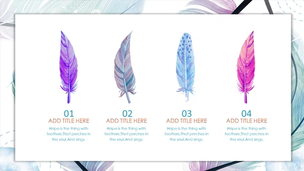 小清新靓丽羽毛创意通用PPT模板