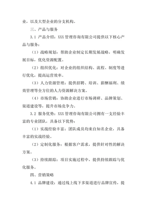 管理咨询公司创业计划书