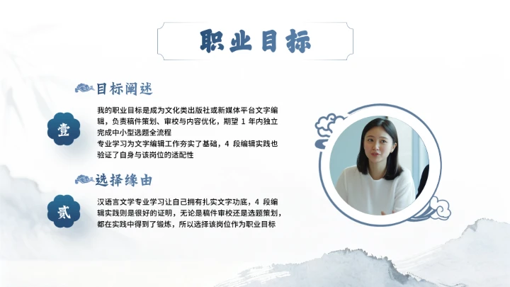 汉语言文学专业大学生求职个人能力综合展示职业生涯规划通用PPT模版