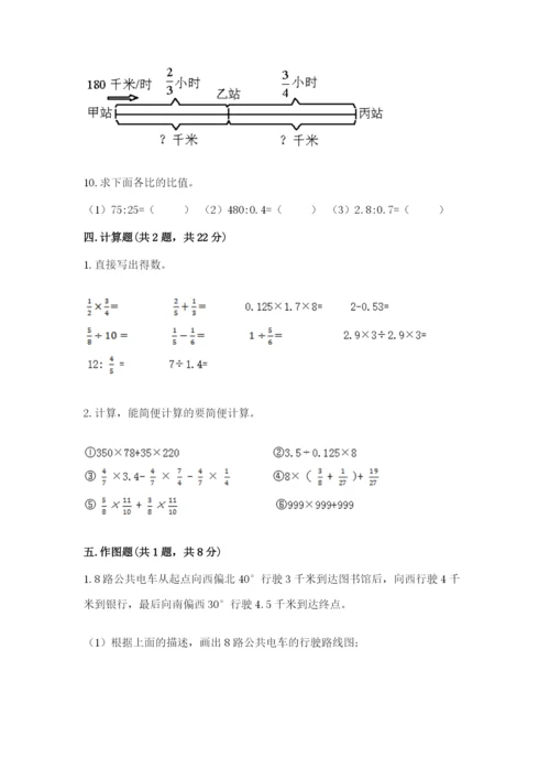 2022年人教版六年级上册数学期末测试卷加答案下载.docx