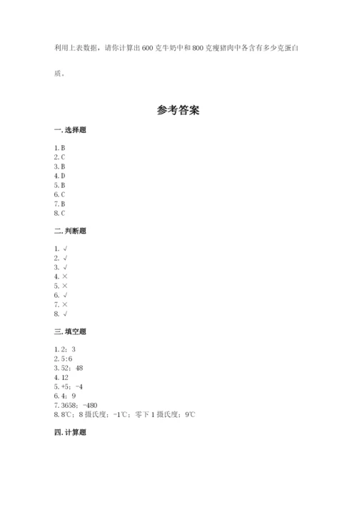 冀教版小学六年级下册数学期末检测试题及参考答案（综合题）.docx