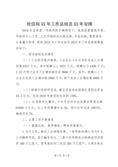 经信局XX年工作总结及XX年安排.docx