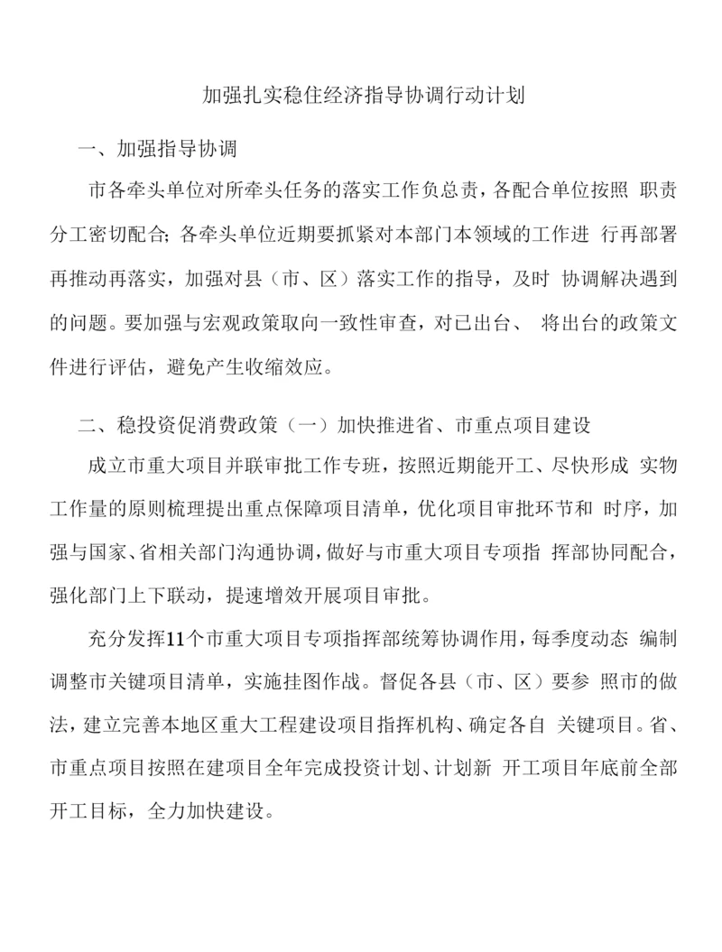 加强扎实稳住经济指导协调行动计划.docx