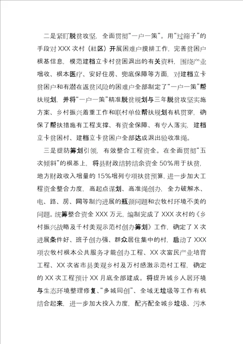 县实施乡村振兴战略工作进展情况汇报