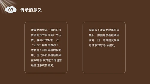深棕色水彩插画孟姜女哭长城说课PPT课件神话故事